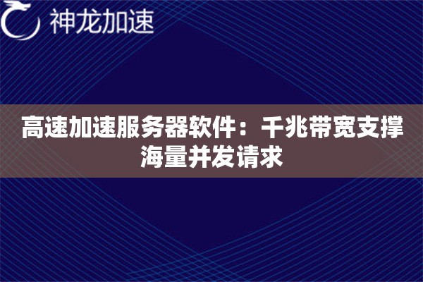高速加速服务器软件:千兆带宽支撑海量并发请求 高速加速服务器软件:千兆带宽支撑海量并发请求