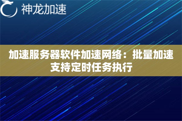加速服务器软件加速网络:批量加速支持定时任务执行 加速服务器软件加速网络:批量加速支持定时任务执行