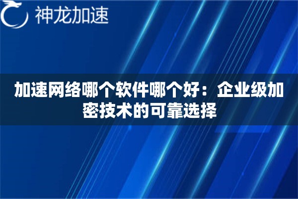 加速网络哪个软件哪个好:企业级加密技术的可靠选择 加速网络哪个软件哪个好:企业级加密技术的可靠选择