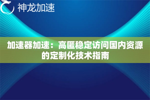 加速器加速:高匿稳定访问国内资源的定制化技术指南 加速器加速:高匿稳定访问国内资源的定制化技术指南