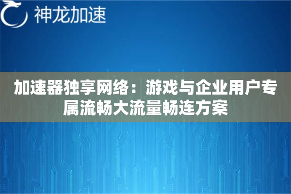加速器独享网络:游戏与企业用户专属流畅大流量畅连方案 加速器独享网络:游戏与企业用户专属流畅大流量畅连方案