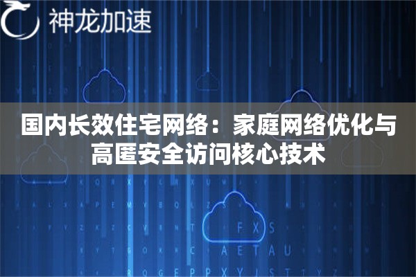 国内长效住宅网络:家庭网络优化与高匿安全访问核心技术 国内长效住宅网络:家庭网络优化与高匿安全访问核心技术