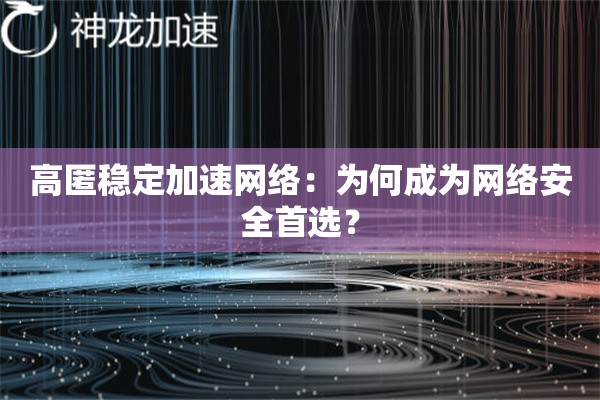 高匿稳定加速网络:为何成为网络安全首选? 高匿稳定加速网络:为何成为网络安全首选?