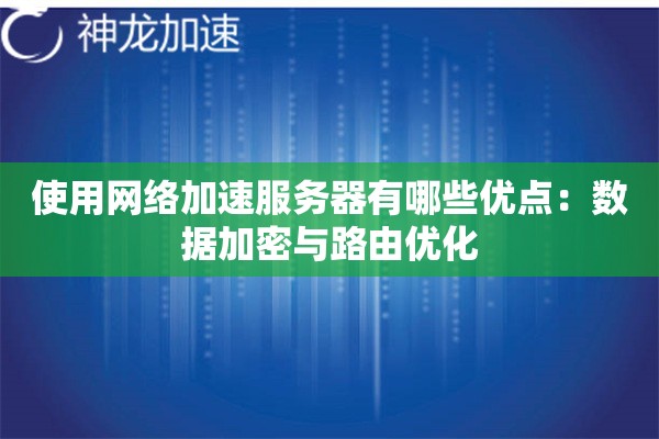 使用网络加速服务器有哪些优点:数据加密与路由优化 使用网络加速服务器有哪些优点:数据加密与路由优化