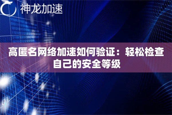 高匿名网络加速如何验证:轻松检查自己的安全等级 高匿名网络加速如何验证:轻松检查自己的安全等级