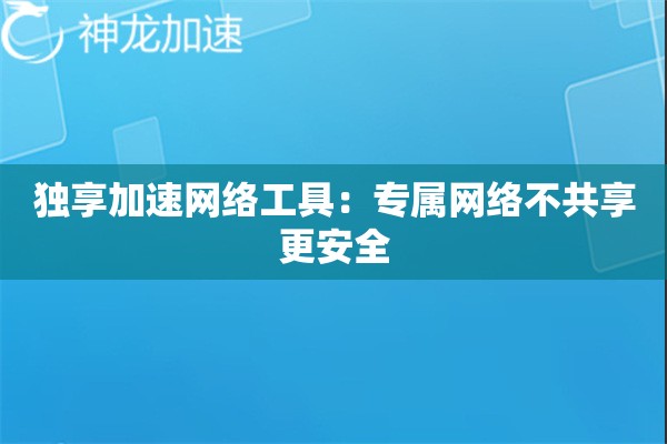 独享加速网络工具:专属网络不共享更安全 独享加速网络工具:专属网络不共享更安全