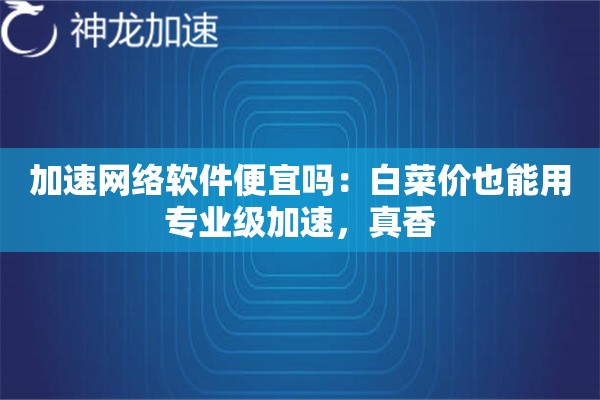 加速网络软件便宜吗:白菜价也能用专业级加速,真香 加速网络软件便宜吗:白菜价也能用专业级加速,真香
