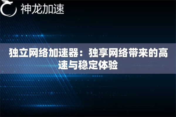 独立网络加速器:独享网络带来的高速与稳定体验 独立网络加速器:独享网络带来的高速与稳定体验