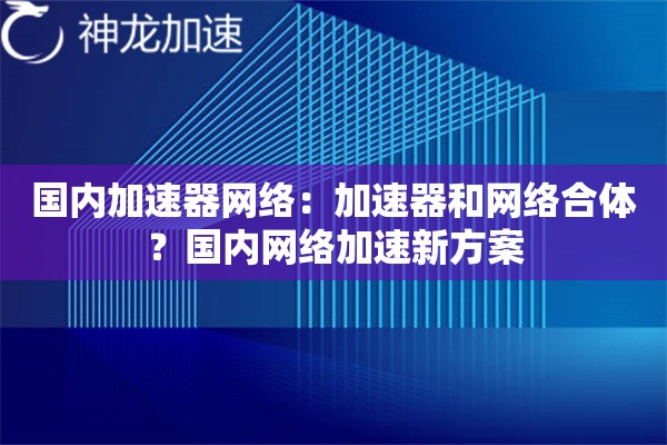 国内加速器网络:加速器和网络合体?国内网络加速新方案 国内加速器网络:加速器和网络合体?国内网络加速新方案