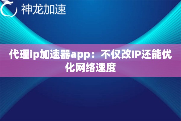 代理ip加速器app：不仅改IP还能优化网络速度