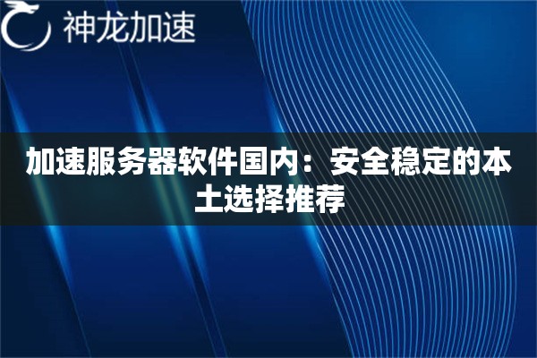 加速服务器软件国内:安全稳定的本土选择推荐 加速服务器软件国内:安全稳定的本土选择推荐
