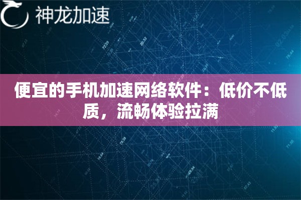 便宜的手机加速网络软件:低价不低质,流畅体验拉满 便宜的手机加速网络软件:低价不低质,流畅体验拉满