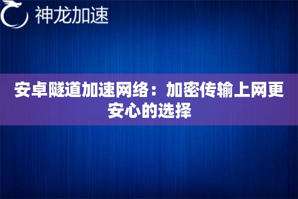 安卓隧道加速网络:加密传输上网更安心的选择 安卓隧道加速网络:加密传输上网更安心的选择