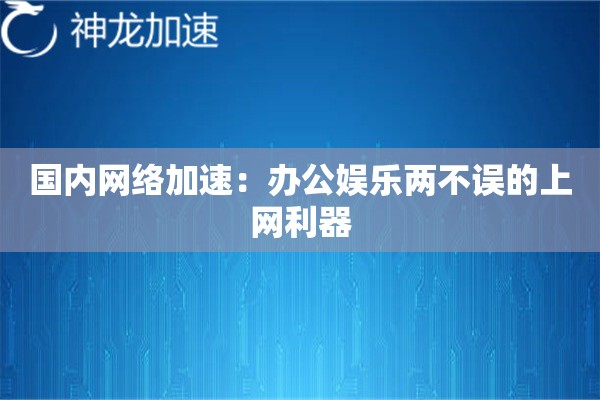 国内网络加速:办公娱乐两不误的上网利器 国内网络加速:办公娱乐两不误的上网利器