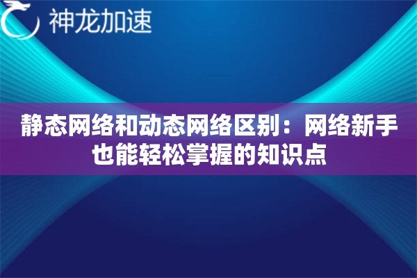 静态网络和动态网络区别:网络新手也能轻松掌握的知识点 静态网络和动态网络区别:网络新手也能轻松掌握的知识点