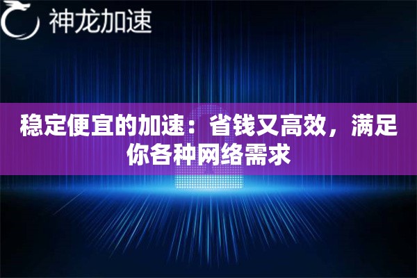 稳定便宜的加速:省钱又高效,满足你各种网络需求 稳定便宜的加速:省钱又高效,满足你各种网络需求