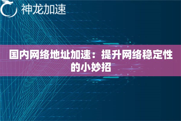 国内网络地址加速:提升网络稳定性的小妙招 国内网络地址加速:提升网络稳定性的小妙招