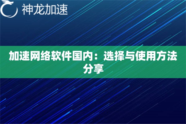 加速网络软件国内：选择与使用方法分享