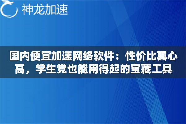 国内便宜加速网络软件:性价比真心高,学生党也能用得起的宝藏工具 国内便宜加速网络软件:性价比真心高,学生党也能用得起的宝藏工具