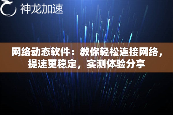 网络动态软件：教你轻松连接网络，提速更稳定，实测体验分享