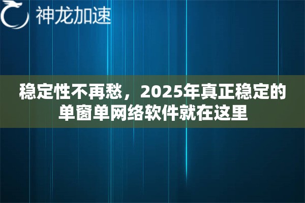 稳定性不再愁，2025年真正稳定的单窗单网络软件就在这里