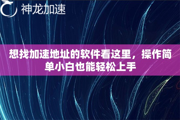 想找加速地址的软件看这里，操作简单小白也能轻松上手