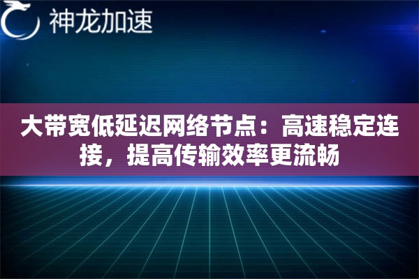 大带宽低延迟网络节点：高速稳定连接，提高传输效率更流畅