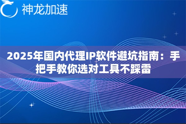 2025年国内代理IP软件避坑指南：手把手教你选对工具不踩雷