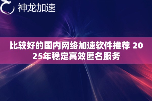 比较好的国内网络加速软件推荐 2025年稳定高效匿名服务 比较好的国内网络加速软件推荐 2025年稳定高效匿名服务