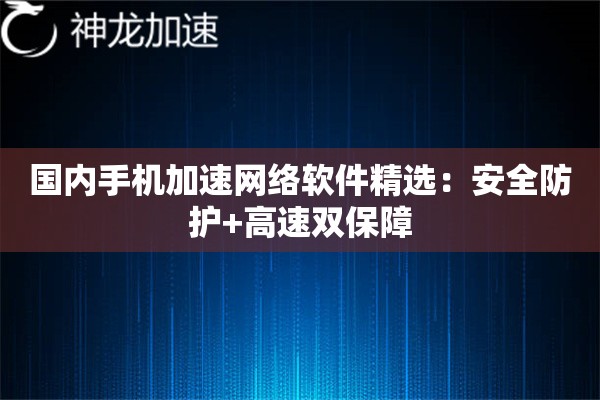 国内手机加速网络软件精选:安全防护+高速双保障 国内手机加速网络软件精选:安全防护+高速双保障